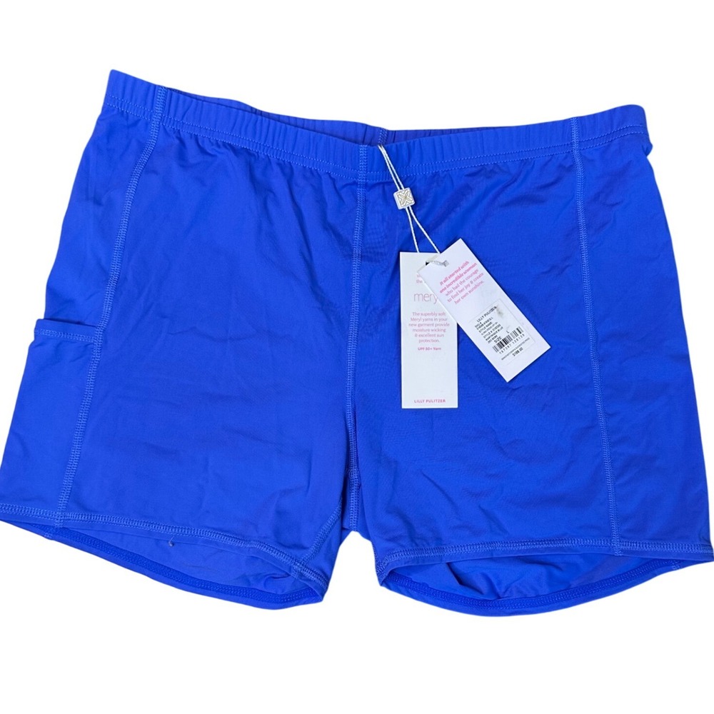 Lilly Pulitzer Luxletic L Alona Shorts Martinique Blue UPF 50+ Meryl Nylon Large